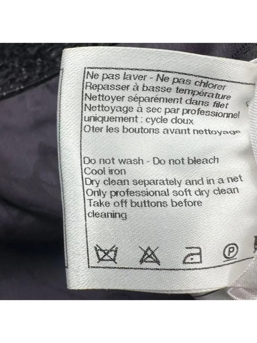 Chanel Jacket Tweed Silk Black Purple